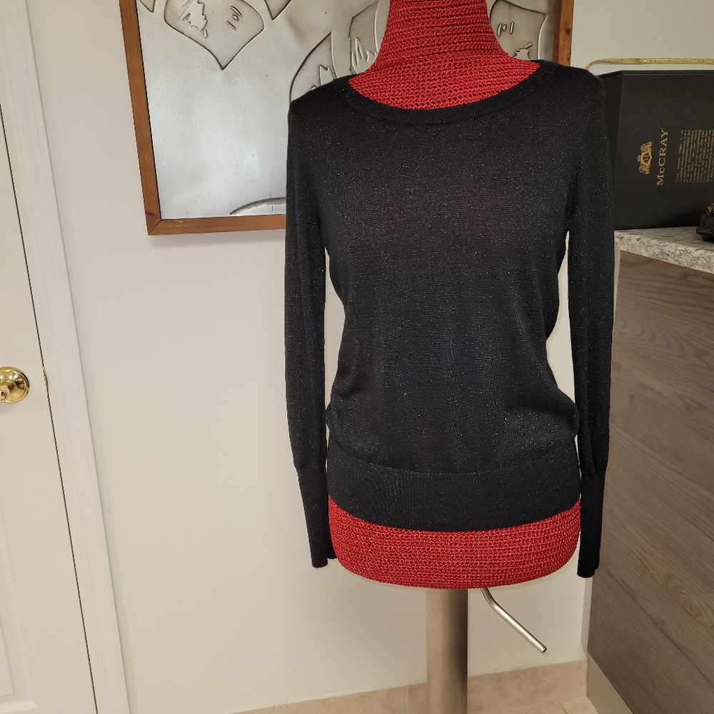 Esprit long sleeve black sparkly knit top Size S
